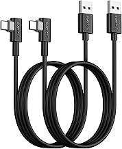 SUNGUY USB C Cable 90 Degree, [2 Pack 3.3FT] USB 2.0 Type C Fast Sync Charging Cable Compatible with Galaxy S20 S10 S9 S8 Plus S10E A10e A20 A50 A51 A71 Note 20 10 Moto G7