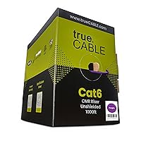 Vista 8 de trueCABLE Cat6 cable riser (CMR), 1000 pies, 4 pares de cobre puro sólido de 23 AWG, 550 MHz, certificación ETL, par trenzado sin blindaje (UTP)