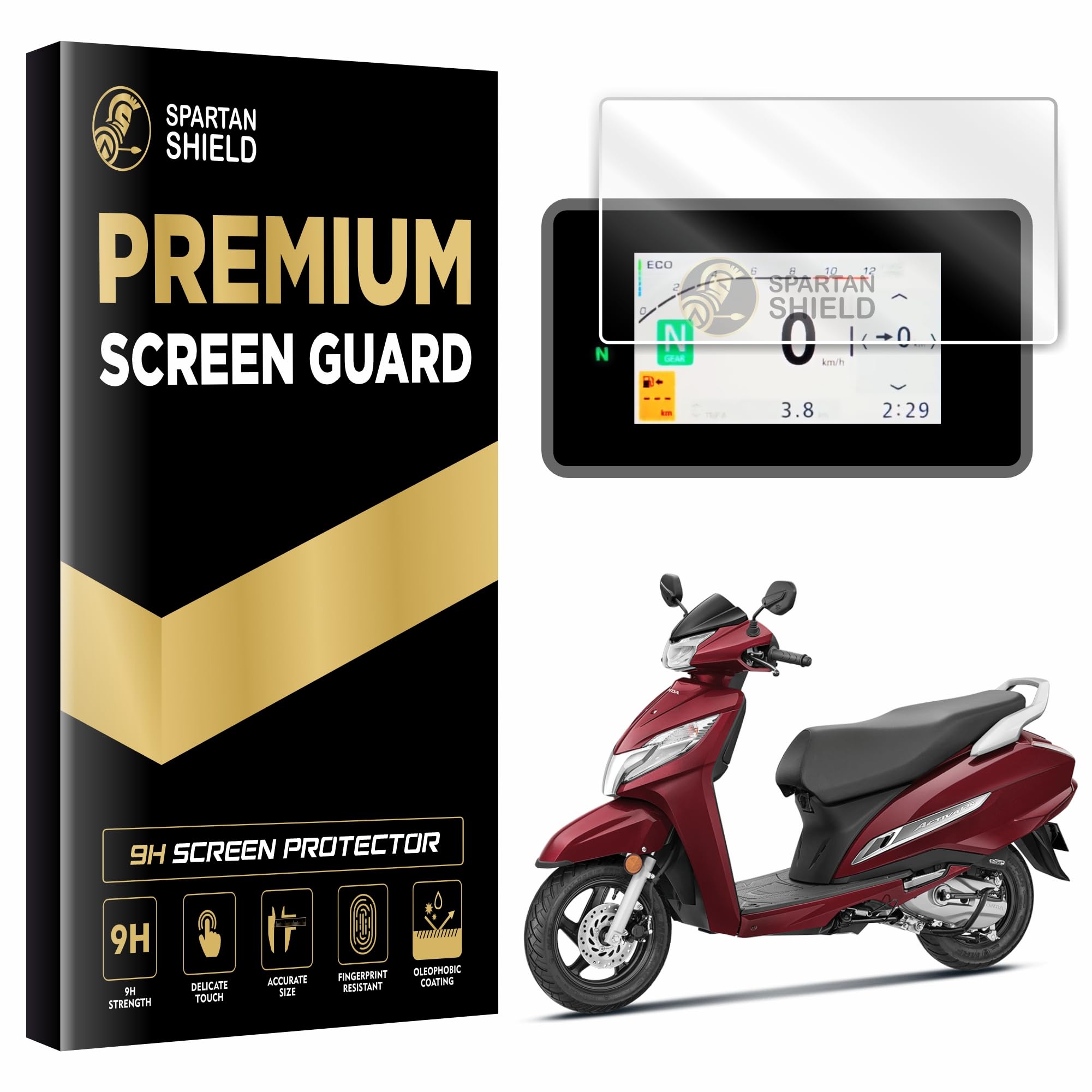 Spartan Shield Digital Meter Screen Guard For NEW HONDA ACTIVA 125 DLX & SMART 2025 || Activa 110 DLX & H SMART 2025+ || DIO 110 OBD2B | SP 125 OBD2B | HONDA SP 160 OBD2B || 9H TFT Dashboard Console Protector || Anti Scratch || HD Clarity || Activa125 Display Speedometer Cluster Accessory [Not Tempered Glass]