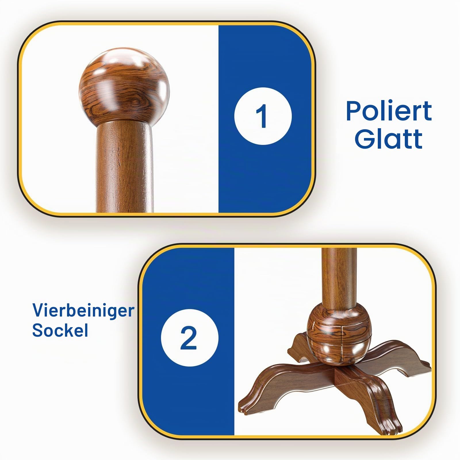 Garderobenständer aus Massivholz mit Vierfüßiges Gestell, Garderobe in Baumform mit 6 CM Dickerer Hauptpol, Jackenständer mit 7 Haken, für Jacken, Mäntel, Taschen, Schals