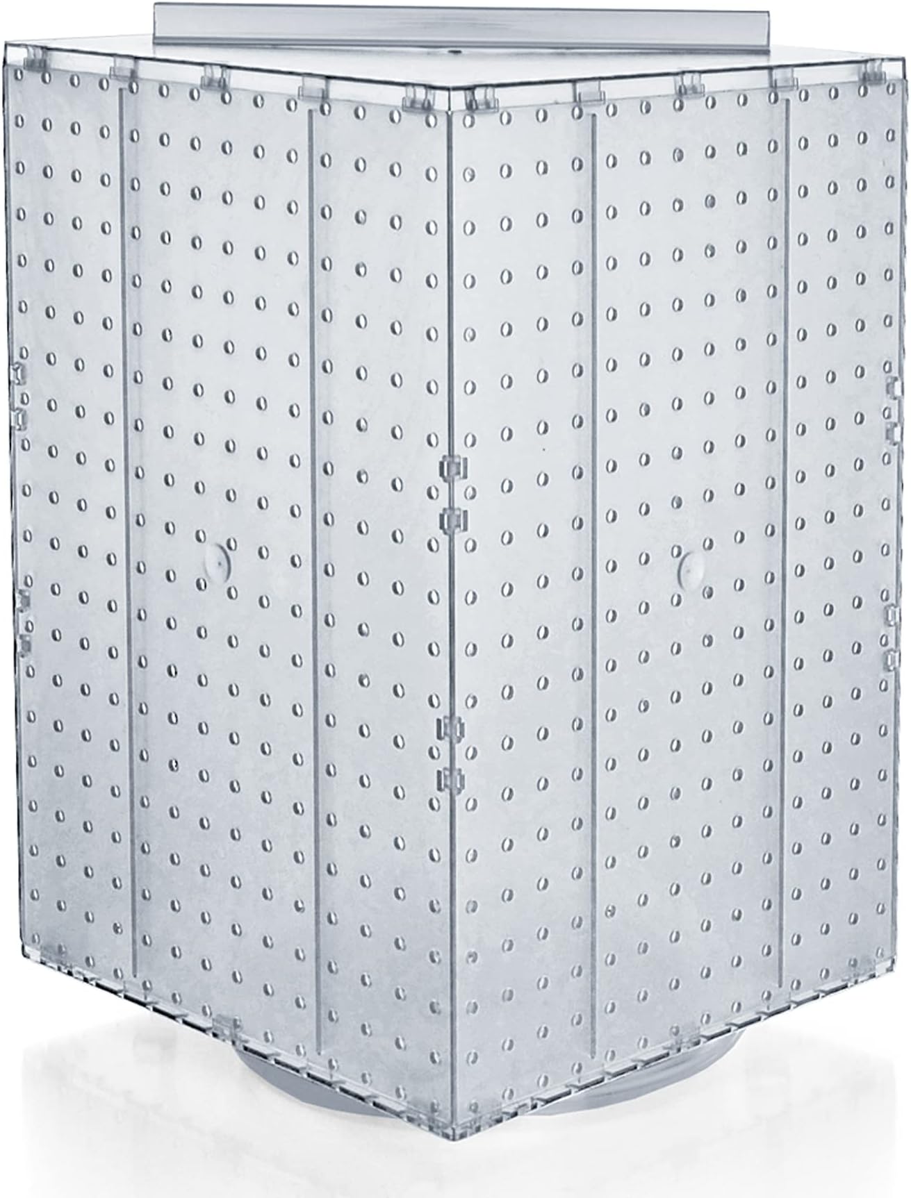 Azar Displays 701414-CLR 回転式ディスプレイスタンド - 4面ディスプレイラック - ペグディスプレイカルーセル (幅14インチ x 奥行き14インチ x 高さ20インチ) - 小売用回転ディスプレイを簡単に組み立て可能 - ペグボードオーガナイザー クリア