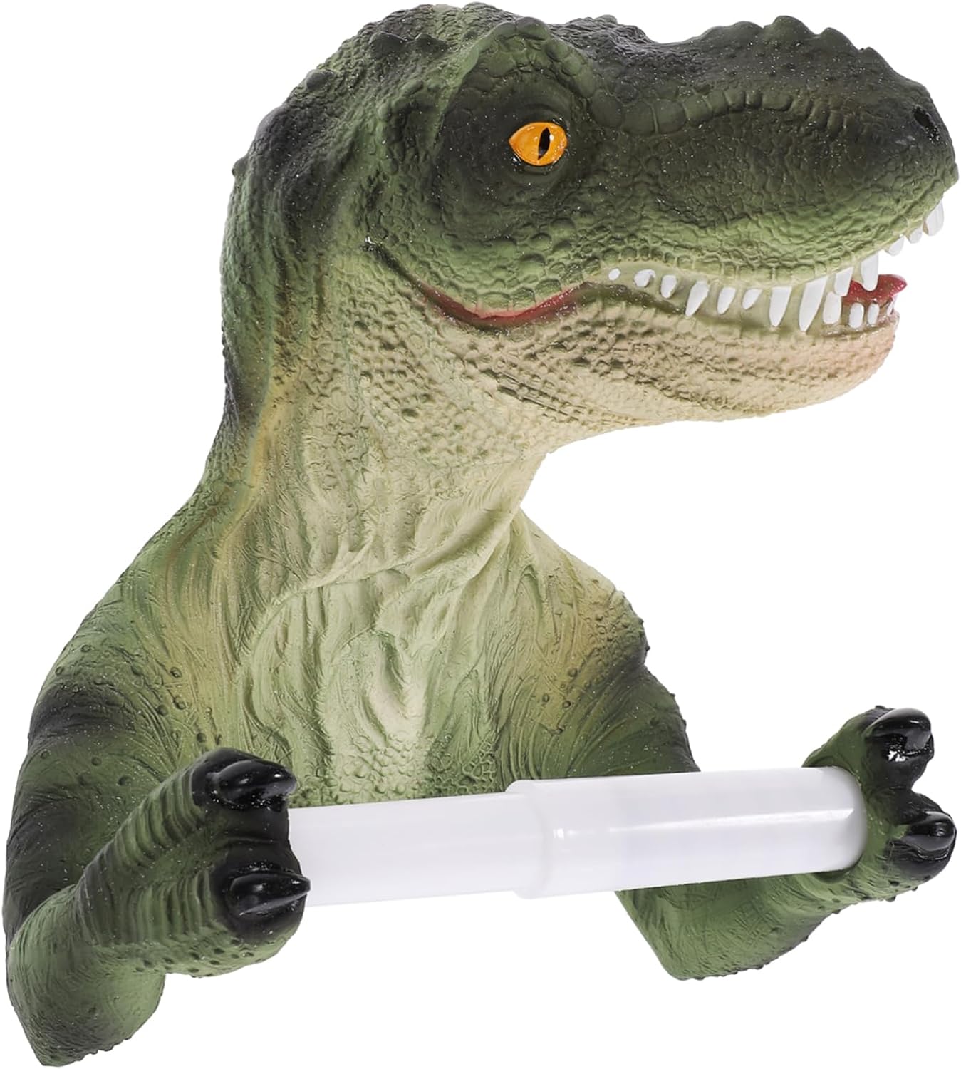 Dinosaur Toilet Paper Holder Adhesive Backing Fun Bathroom Decor for Boys and Girls Wall-Mounted Easy Installation Suitable for Bathroom Styles