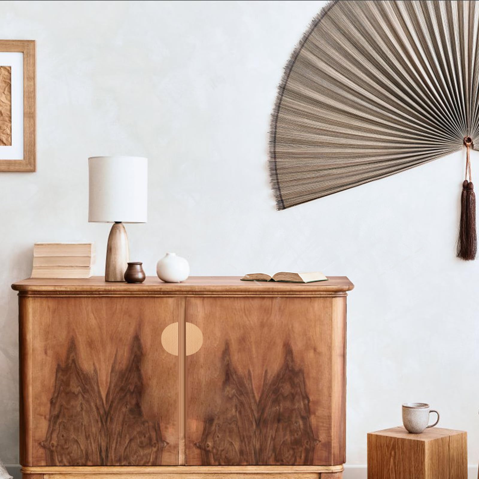 MOROBOR 12 maniglie per cassetti a forma di mezzaluna in legno di faggio semirotondo per armadietto, cassetto, hardware, maniglia a doppio foro per cassetti