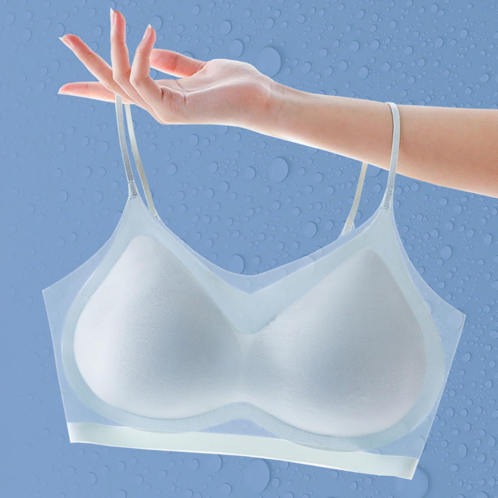Lot de 3 Soutiens Gorge Femme sans Armature, Soie Glacée Légère d'Été, Dentelle Respirante Extra Fine Invisible à Bretelles Fines, Effet Push-Up Anti-Affaissement, Multiples Coloris