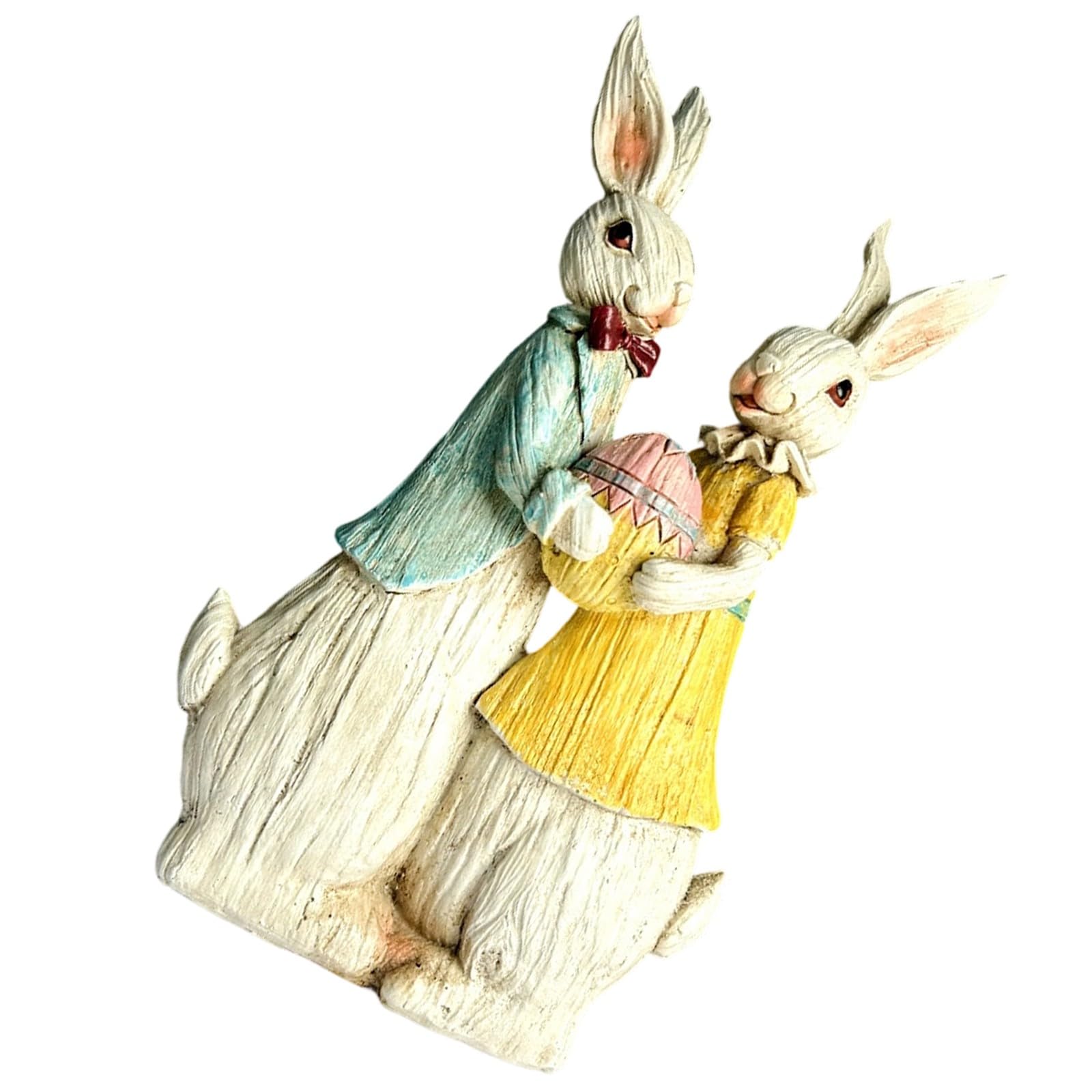 hogtnd Home Decor Rabbit Figurine with Antique Robe Holding Decorative Eggs for Spring Shelves, Fireplaces, Holiday Decor