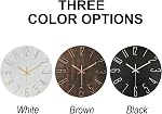 Wall Clock 12 Inch Silent Non-Ticking Modern Clocks Battery Operated - Analog Small Classic for Office, Home, Bathroom, Kitchen, Bedroom, School, Living Room (White)
