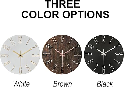 Miniatura 2 de AIRUIFU Reloj de pared de 12 pulgadas, silencioso sin tictac, funciona con pilas, analógico, pequeño, clásico, para oficina, hogar, baño, cocina,