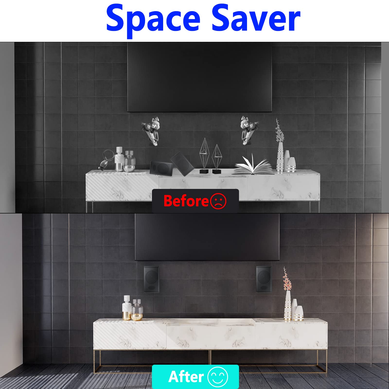 Supporto altoparlanti a parete o a soffitto per Samsung SWA-9200S SWA-9100S SWA-9000S SWA-8500S Altoparlanti posteriori, inclinabili e rotabili, regolabili per altoparlanti Samsung con foro di blocco