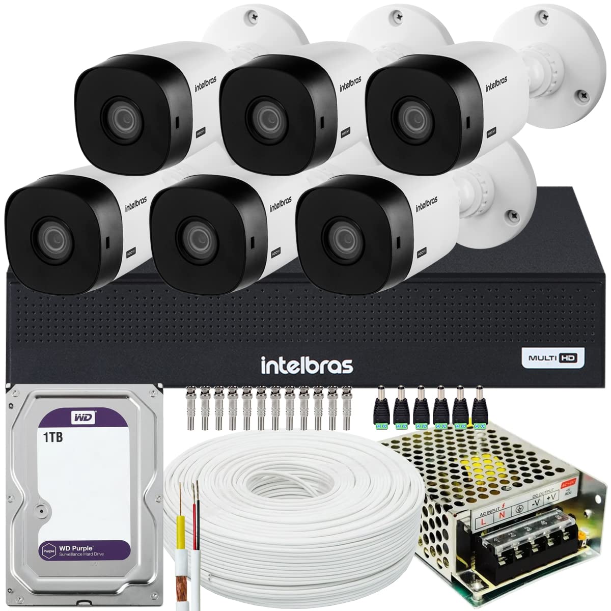 Kit 6 Câmeras Intelbras Multi Hd 1120b Dvr 8Ch 1Tb WD Purple