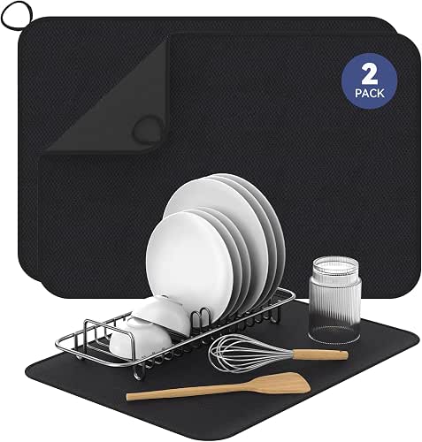 2 Pack Dish Drying Mats XL, 24" x 18" Microfiber