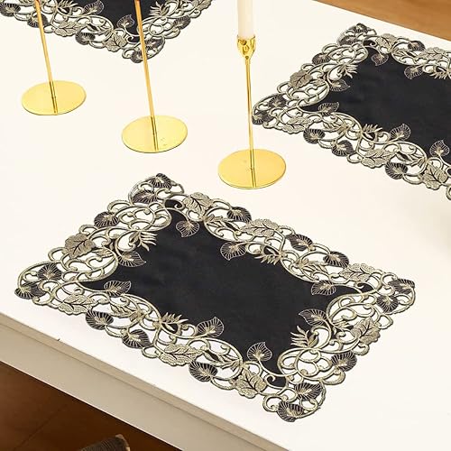 Miniatura 4 de Juego de 4 manteles individuales Decozen - Lavables, estilo granja, de lino, antideslizantes y resistentes al calor, aptos para limpiar, decoración