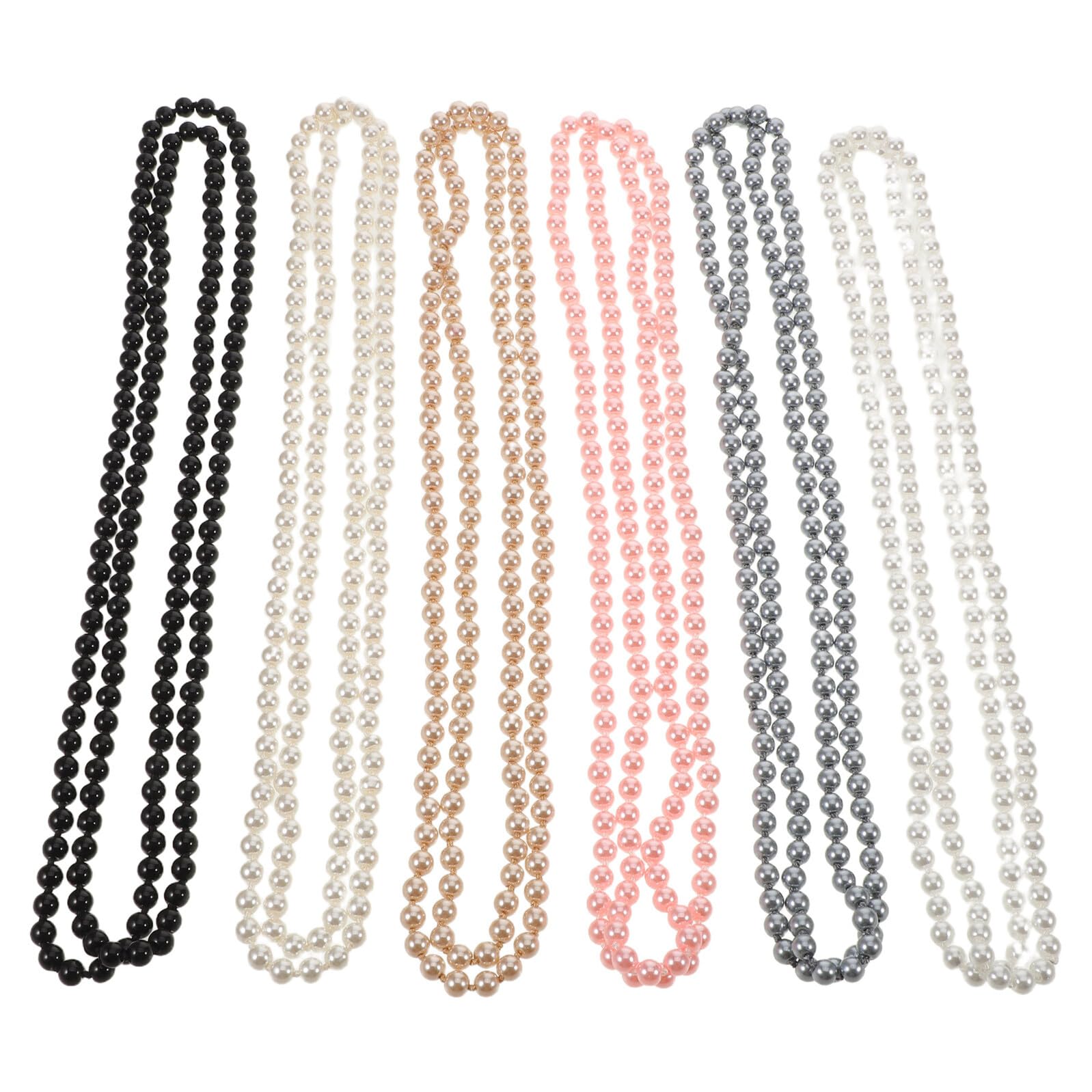 6pezzi Collana Strati di Perle Finte Girocollo lungo Accessori per Gioielli di Costume per Feste di Matrimonio per Donne