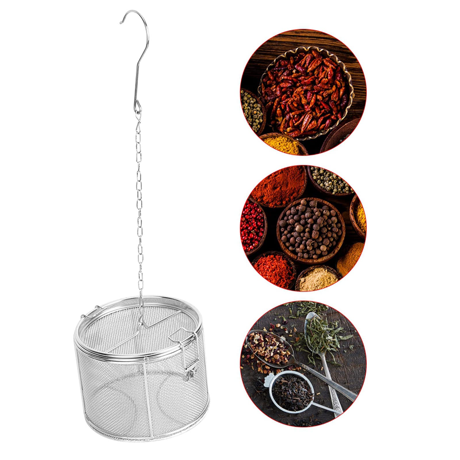 Sfera Per Spezie in Acciaio Inossidabile Infusore da Cucina per Tè, Cestello di separazione per spezie e condimenti Condimenti e Spezie – Colino con Gancio, Filtro per Cottura e Separazione Alimenti