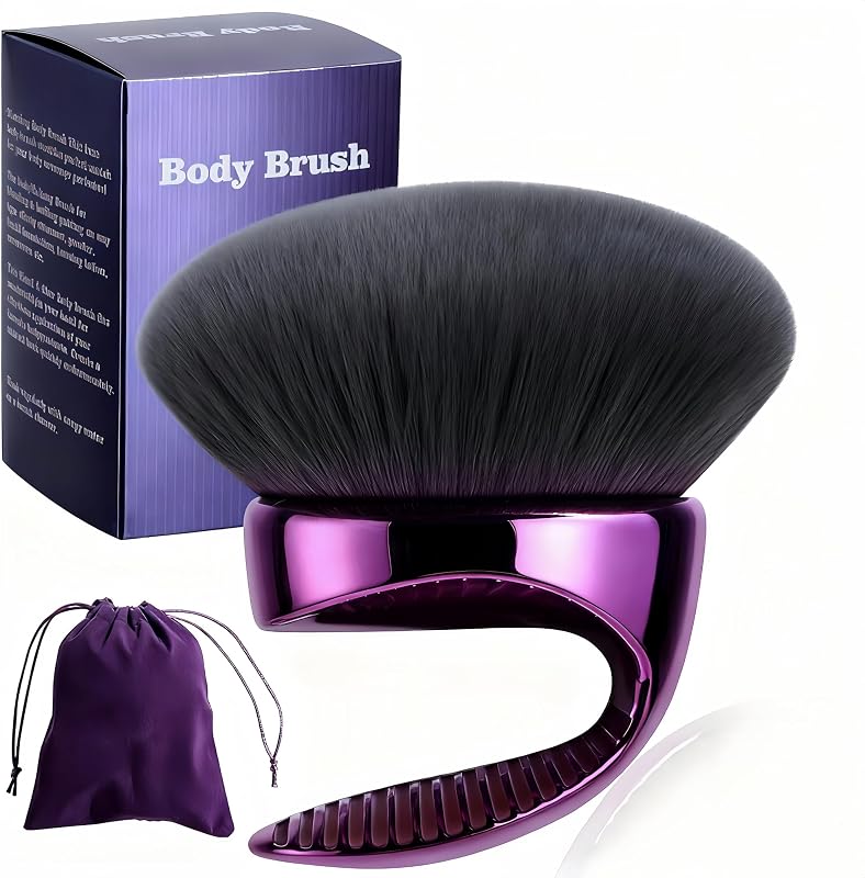 Cepillo corporal multiusos extra grande – Cepillo de maquillaje en polvo suelto y autobronceador apto para viajes de lujo con cerdas súper suaves para uso diario y aplicación uniforme