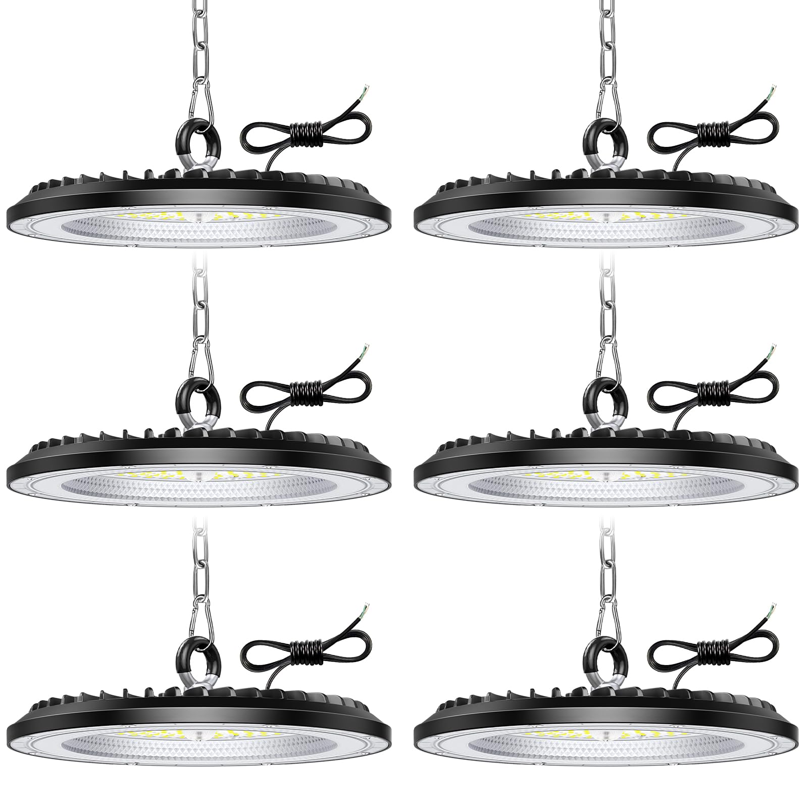 150W UFO LED High Bay Lights 22500LM 6000K IP65 Warehouse Lights - 6 Pack