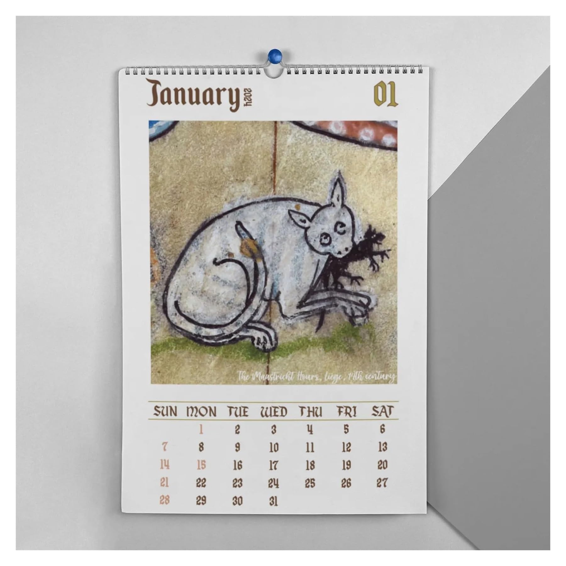 絵画　仔猫 Amazon | KJOET 醜い中世の猫カレンダー 、奇妙な猫のイラスト