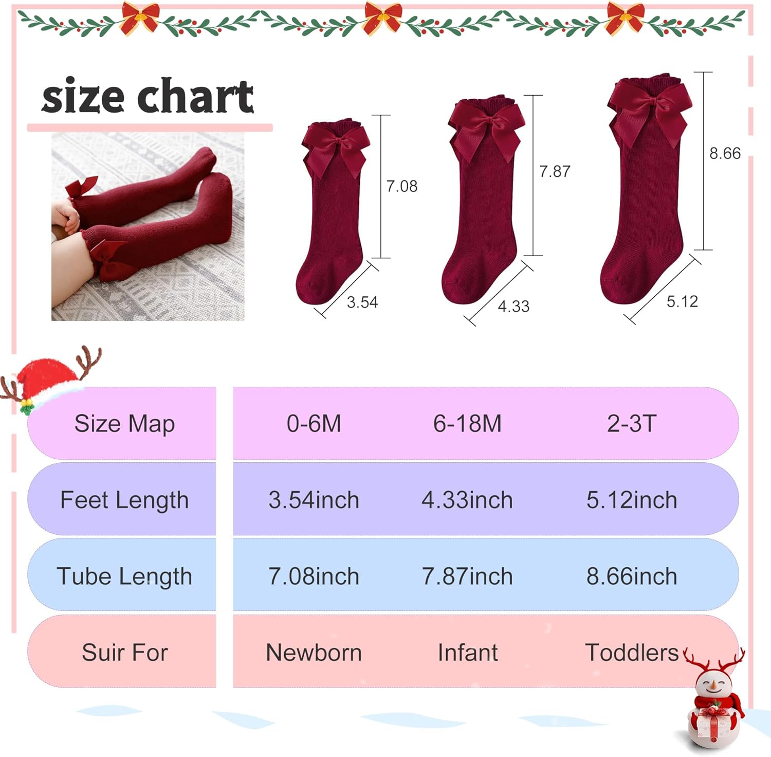 American Trends Baby Knee High Socks - Girls & Boys Newborn to Toddlers - Ruffled Tube Socks - Image 7