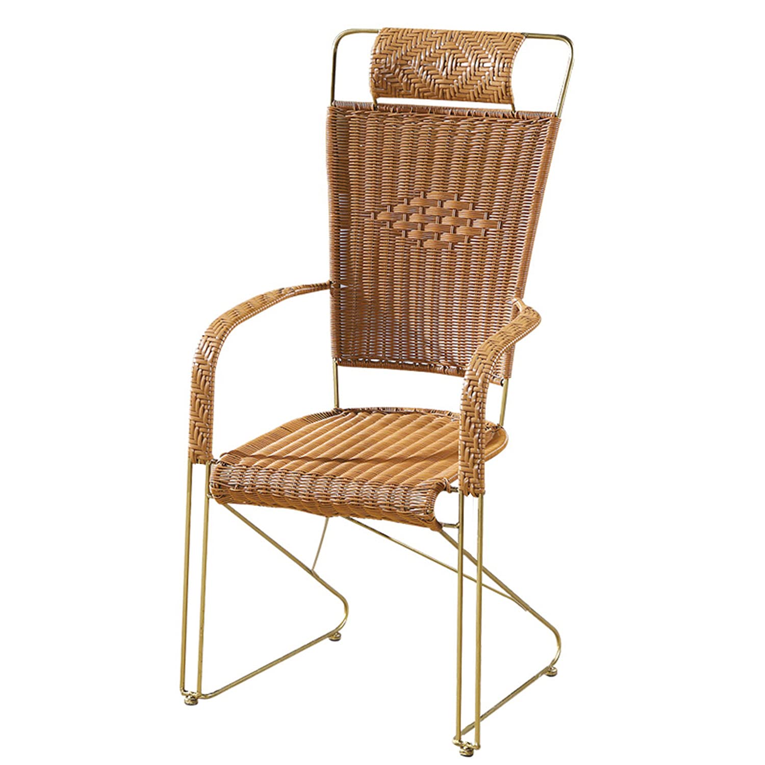 Outdoor Wicker Stackable Club Chairs,Rattan Chairs, Wicker Patio Stacking Chairs with Handrails,Outdoor Wicker Portable Dining Chairs,for Indoor And Outdoor,Brown