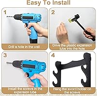 Vista 4 de Soporte de pared para espada de 8 niveles, soporte para espada de exhibición negro samurái Katana para flauta Wakizashi, cañas de pescar