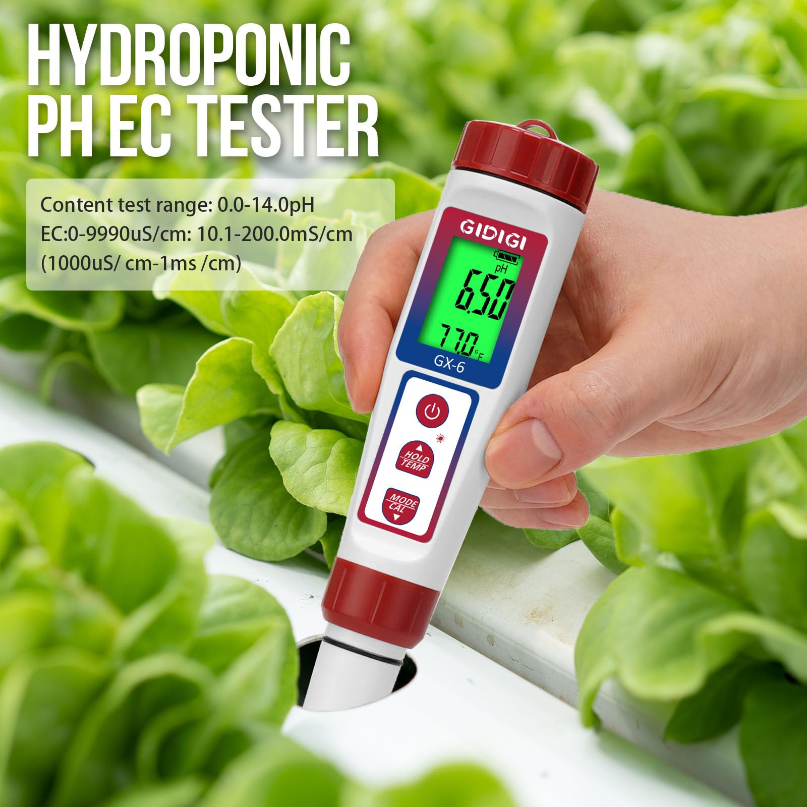 Soil Ph Tester Digital Truncheon Nutrient Meter PPM Meter Hydroponics TDS Meter Digital Water Tester EC TDS Tester(EC/PPM500/PPM700/CF) Specifically Designed For Kit 0.1 PH Accuracy
