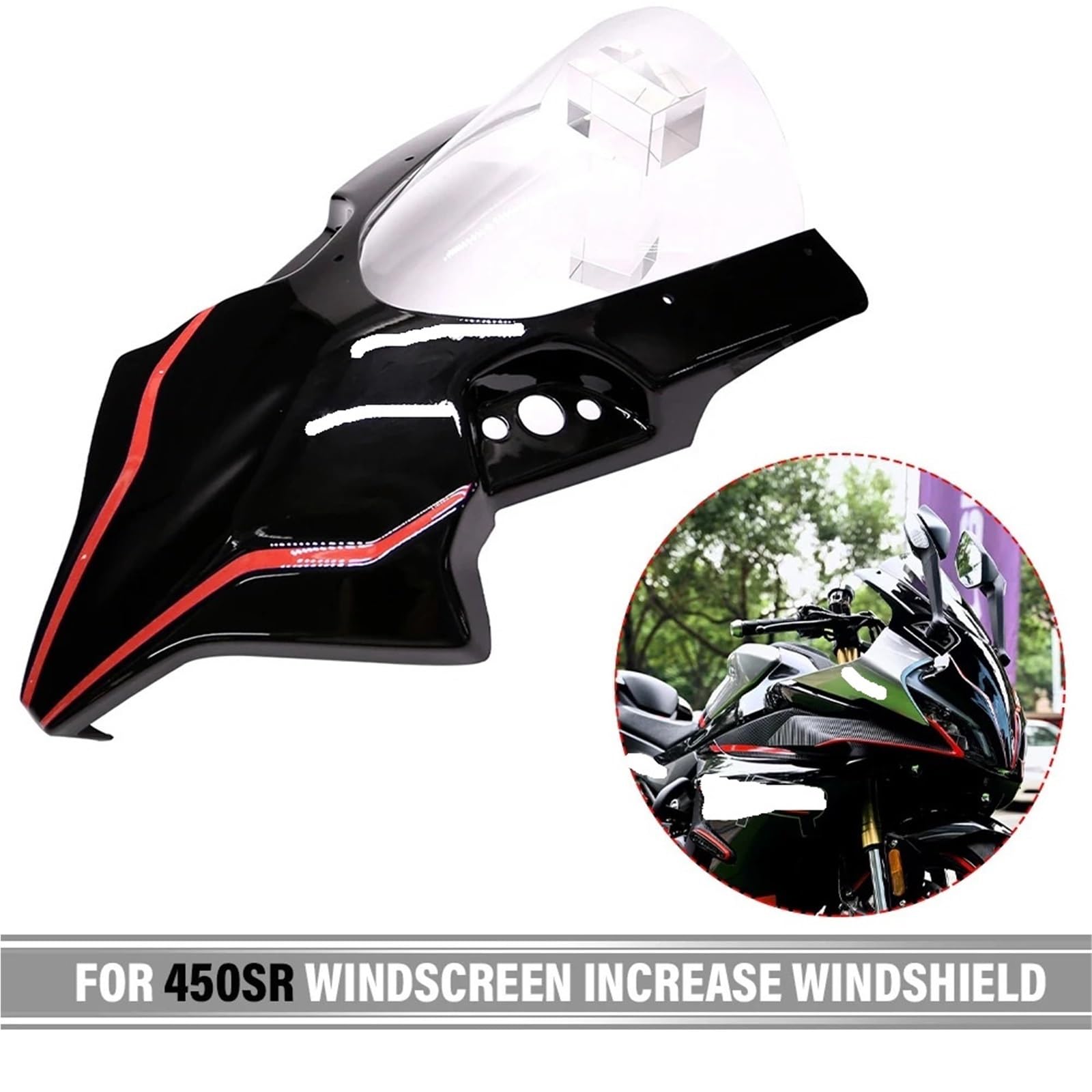 Deflektor motocykla Pasuje do 450SR 2022-2025 Zwiększenie osłony przedniej szyby deflektora szyby przedniej spojler przedłużający szyba przednia(11)