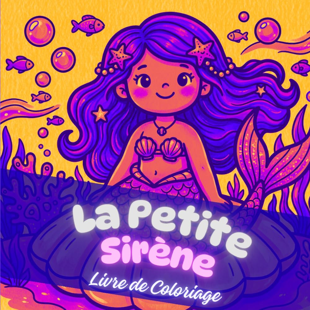 La Petite Sirène: Livre de Coloriage pour Filles : Belles Sirènes et Amis sous-marins avec des Dessins Simples et Mignons, de 4 à 8 ans