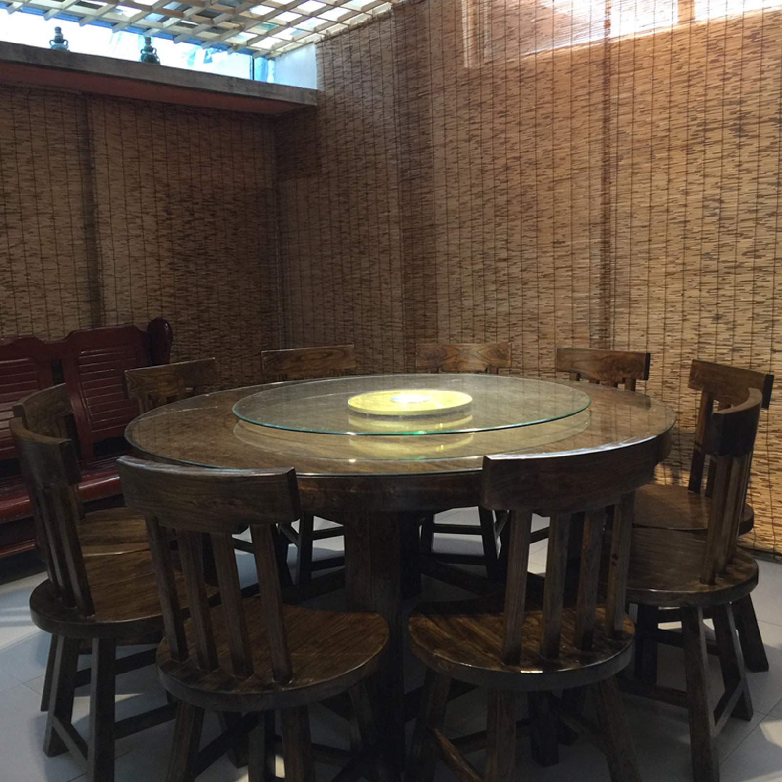 Stores À Rouleaux en Bambou de Décoration Rétro de Carbonisation,Rideau de Roseau D'intimité de Cloison,Stores À Enroulement Ventilée D'ombrage,pour Terrasse/Restaurant (120x200cm/47x79in)