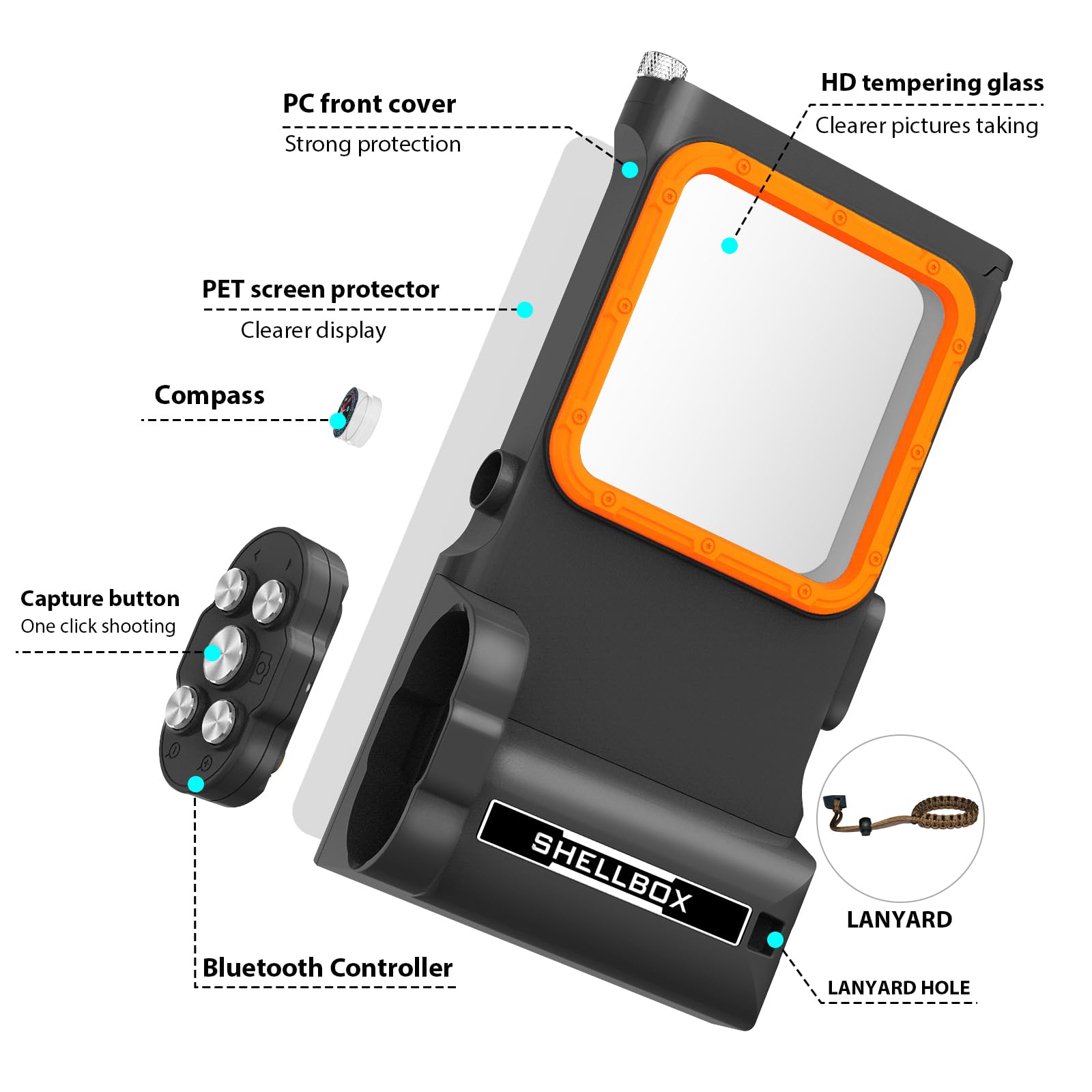 Custodia Impermeabile Smartphone IPX8 Porta custodia cellulare impermeabile 15m Subacquea compatible per iPhone 13 14 15 16 Pro 13 14 15 16 Pro Max Samsung S25 S24 S23 Xiaomi Redmi Note 14 13 12