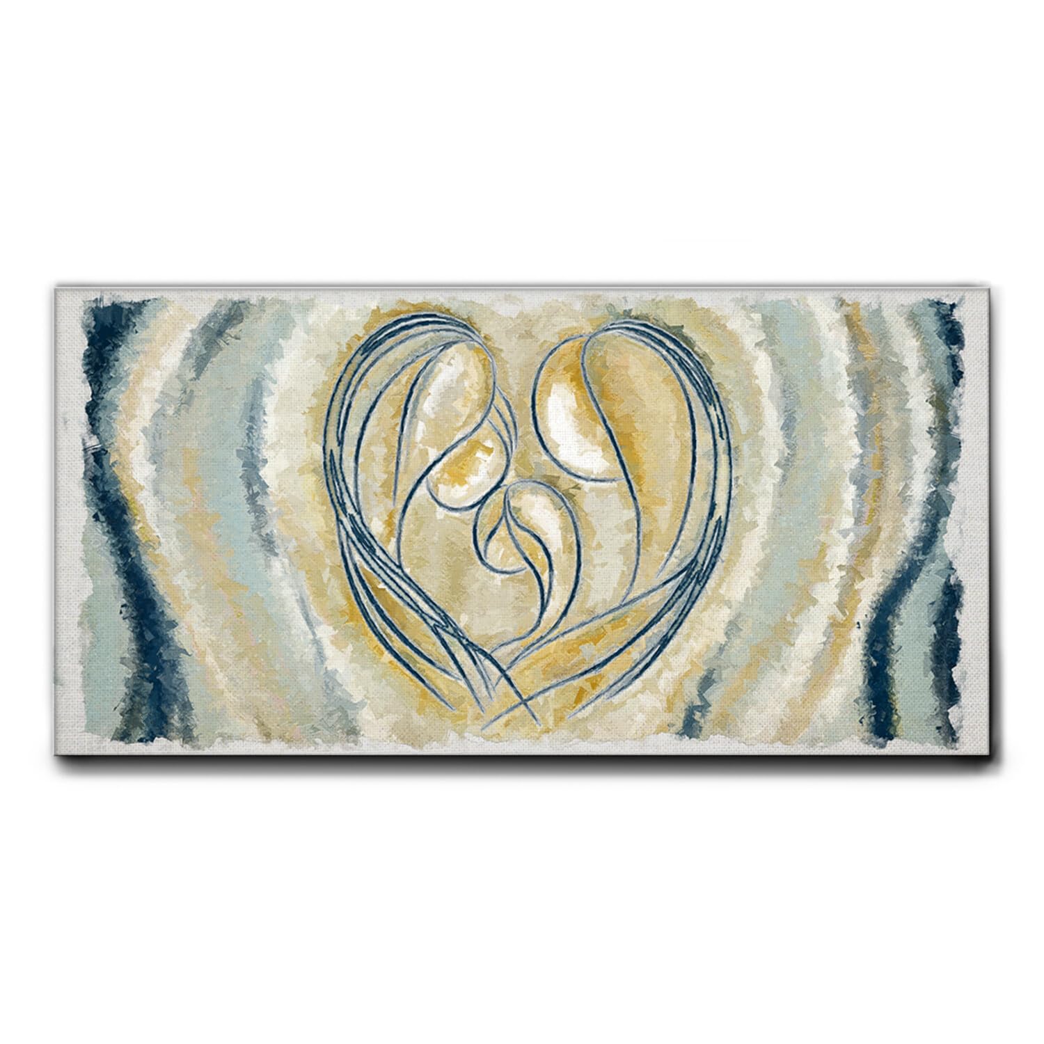 Giallobus - Quadro - 26 - Capezzale Moderno per la casa - Unione Sacra Famiglia - Tela Canvas Telaio Premium Alto Spessore - 70x35 - Pronto da Appendere - Quadri Moderni per la casa