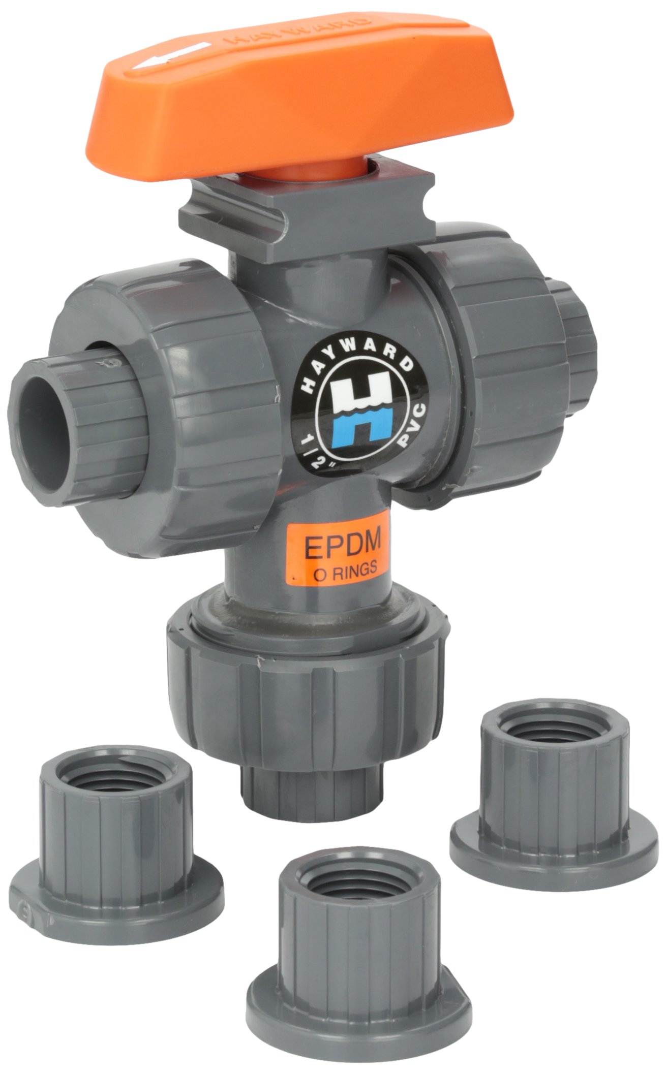 Hayward TW1050STE - Valvola a sfera a 3 vie in PVC serie TW con guarnizioni EPDM e attacco filettato
