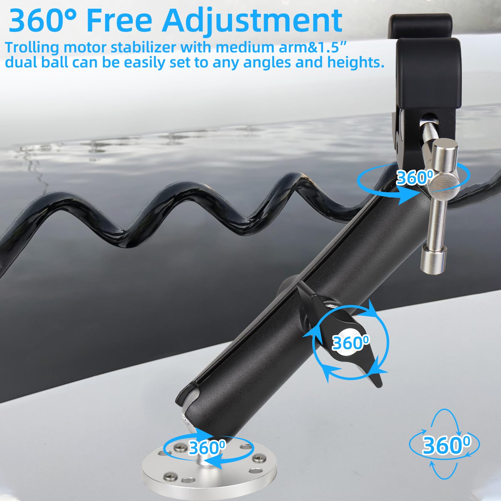 Trolling-Motor-Stabilisator-Halterung für Minn Kota Terrova/Riptide Terrova/Ulterra/PowerDrive, robuste Krallen-Schleppmotorwelle sicher und reduziert Vibrationen, 360° verstellbar, passend für bis zu