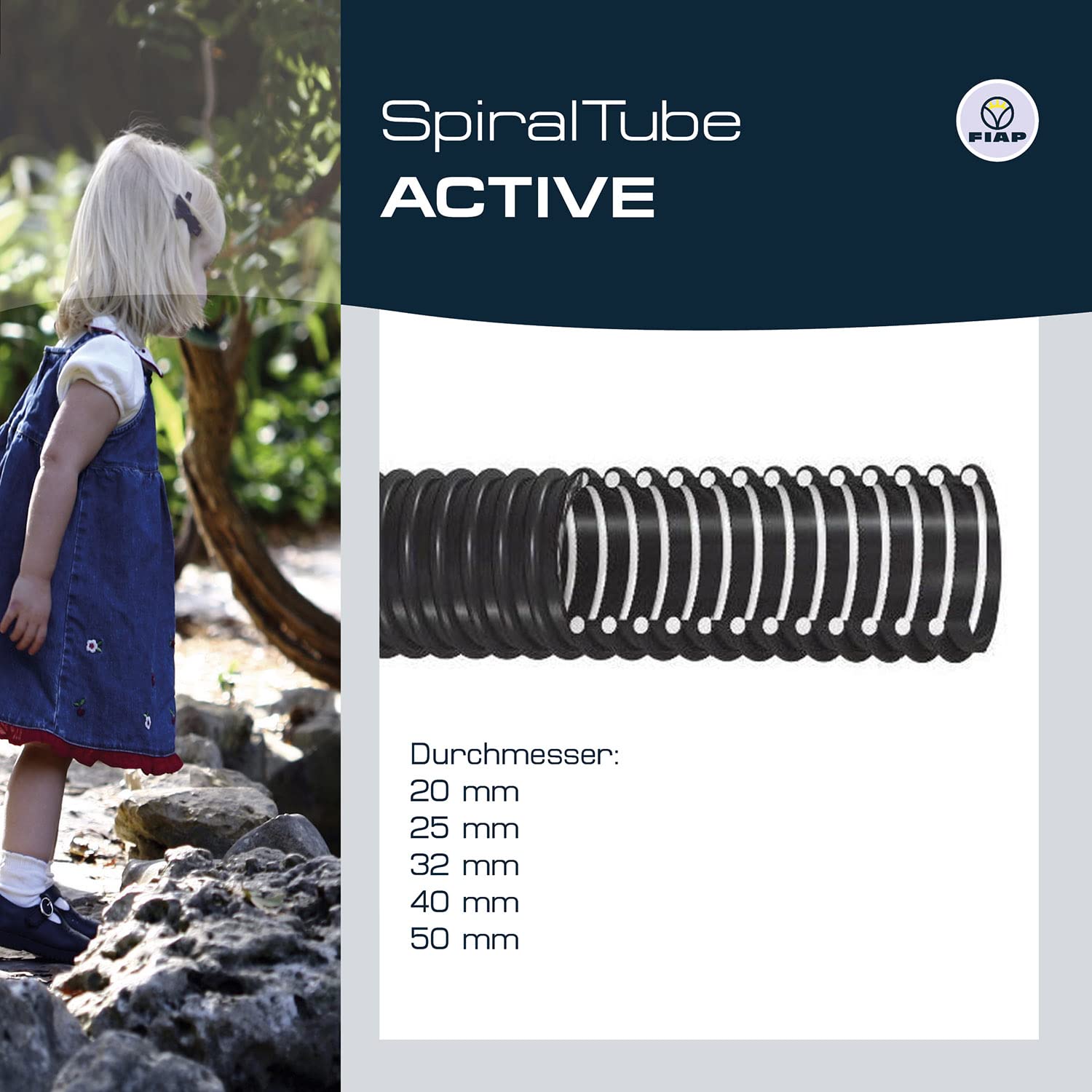 FIAP SpiralTube ACTIVE 20 mm - Spiralschlauch - Rollenlänge 25 m - 3/4" - Teichschlauch - Teichbau - Teichzubehör - schwarz