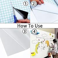 Vista 4 de Whiteboard Sticker for Wall 17.7" x 39.37" Whiteboard Wallpaper Peel and Stick, White Board Stick On Wall, Dry Erase Contact Paper Adhesive Poster