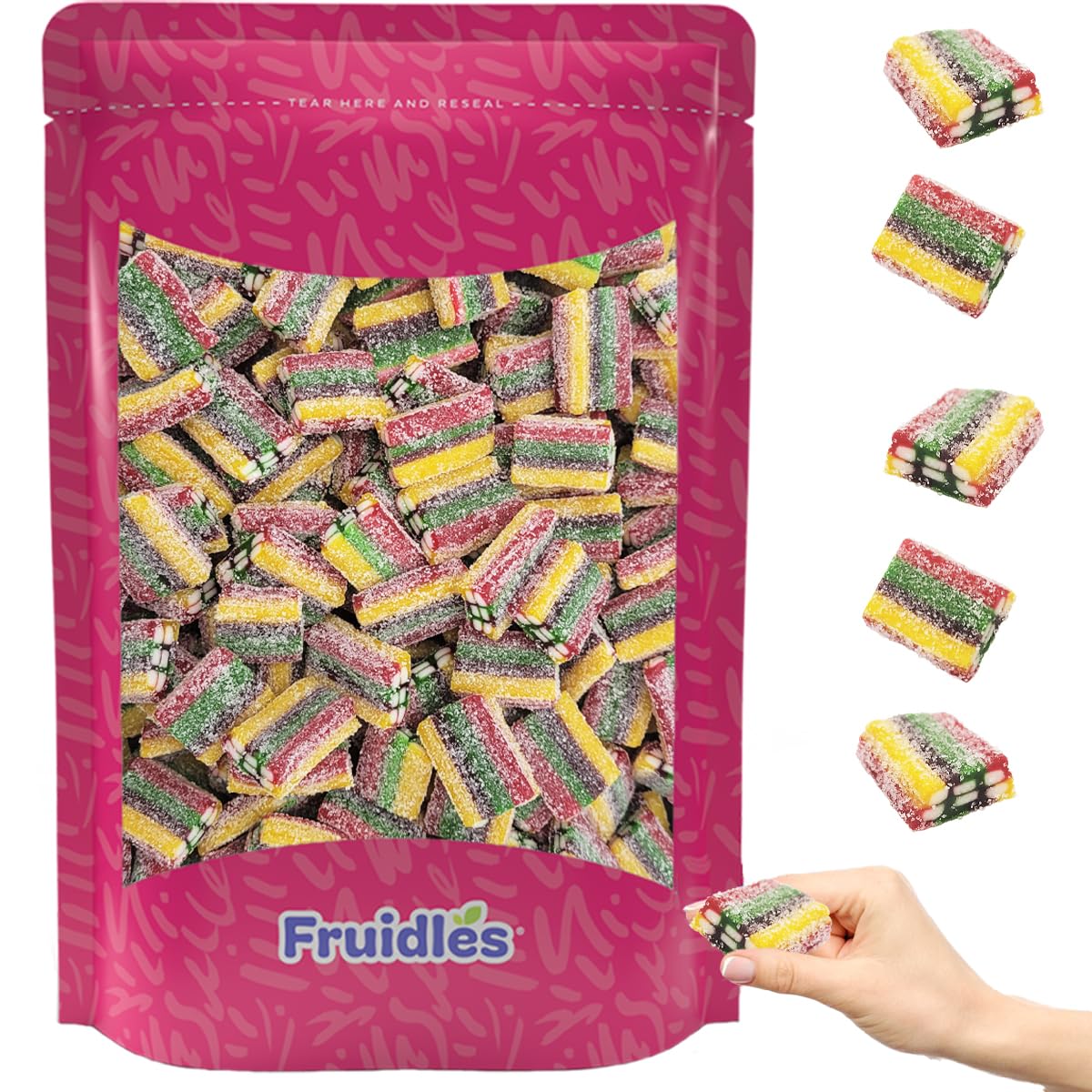 Fruidles Rainbow Bricks Gummy Candy, Delicious Licorice Sugar Coated Fruit Flavors Gummies, Party Favor (2.2 Pounds)