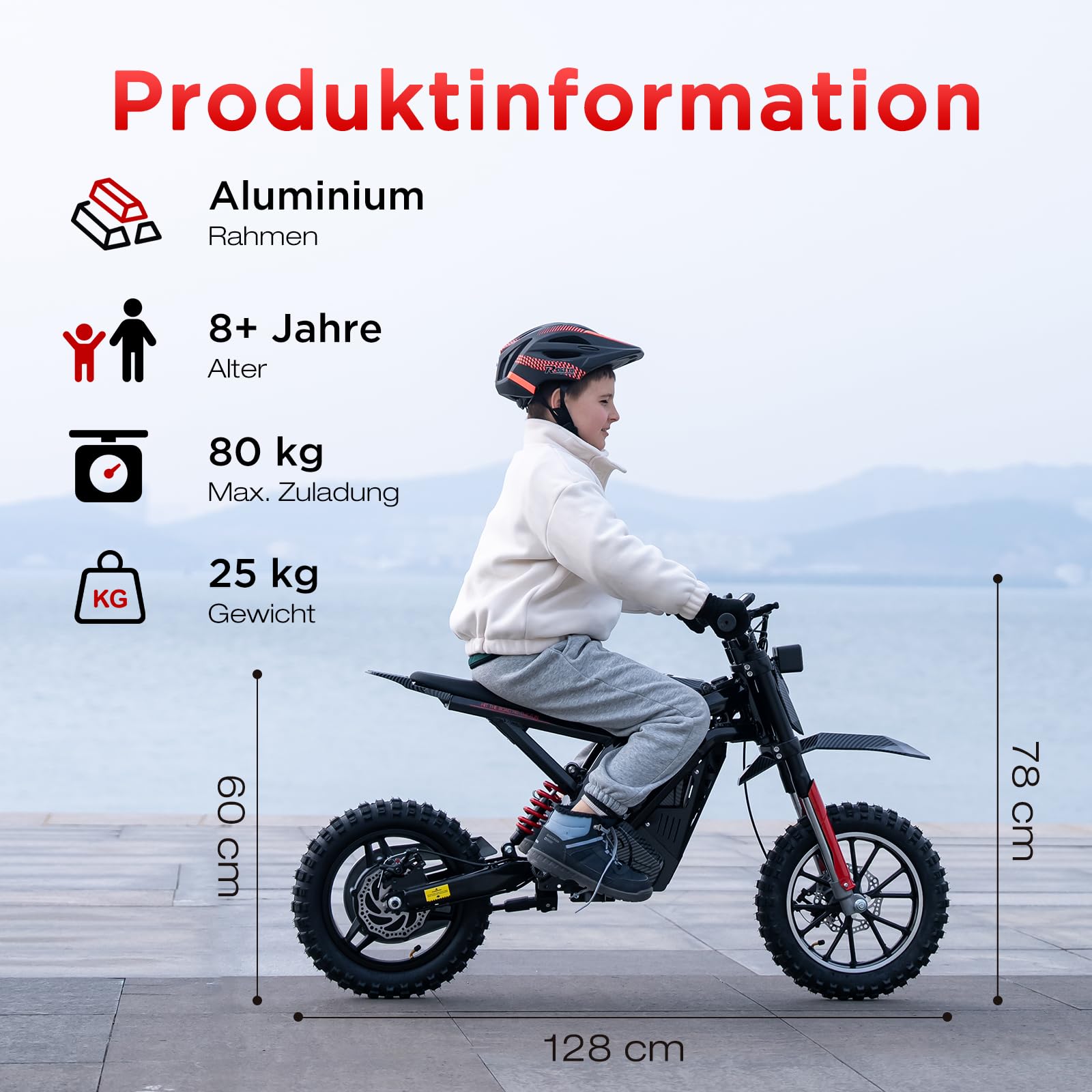 HITWAY Elektro Motorrad Kinder, Elektromotorrad mit 36V 10.4Ah Batterie, 10/15/25 KMH Geschwindigkeitsmodus, 30-45 km Reichweite, 14 Zoll Luftreifen, doppelte Stoßdämpfung, Motorrad für 8+Jährige