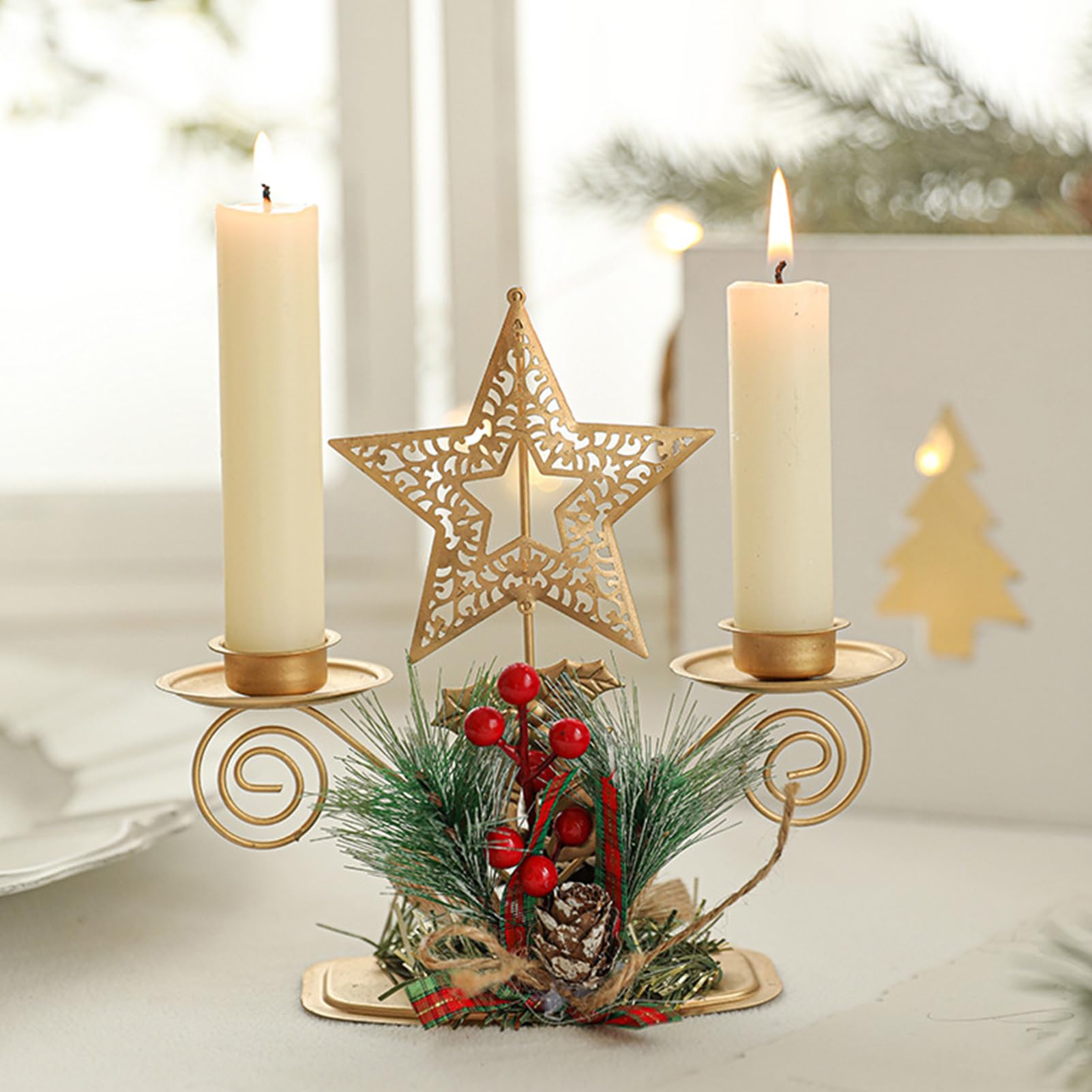 Amazon.co.jp: クリスマスキャンドルホルダー,テーパーキャンドル