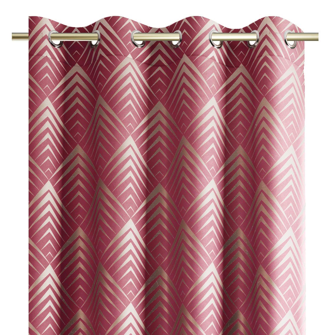 Cortina Con Ojales Metálicos AmeliaHome - Estampado Flores Rosa Antiguo, 140x250 Cm, Poliéster