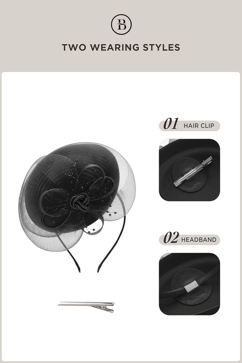 BABEYOND Fascinators Hats for Women - Tea Party Kentucky Fascinator Derby Knot Tulle Pillbox Church Hat for Bridal Wedding - Image 6