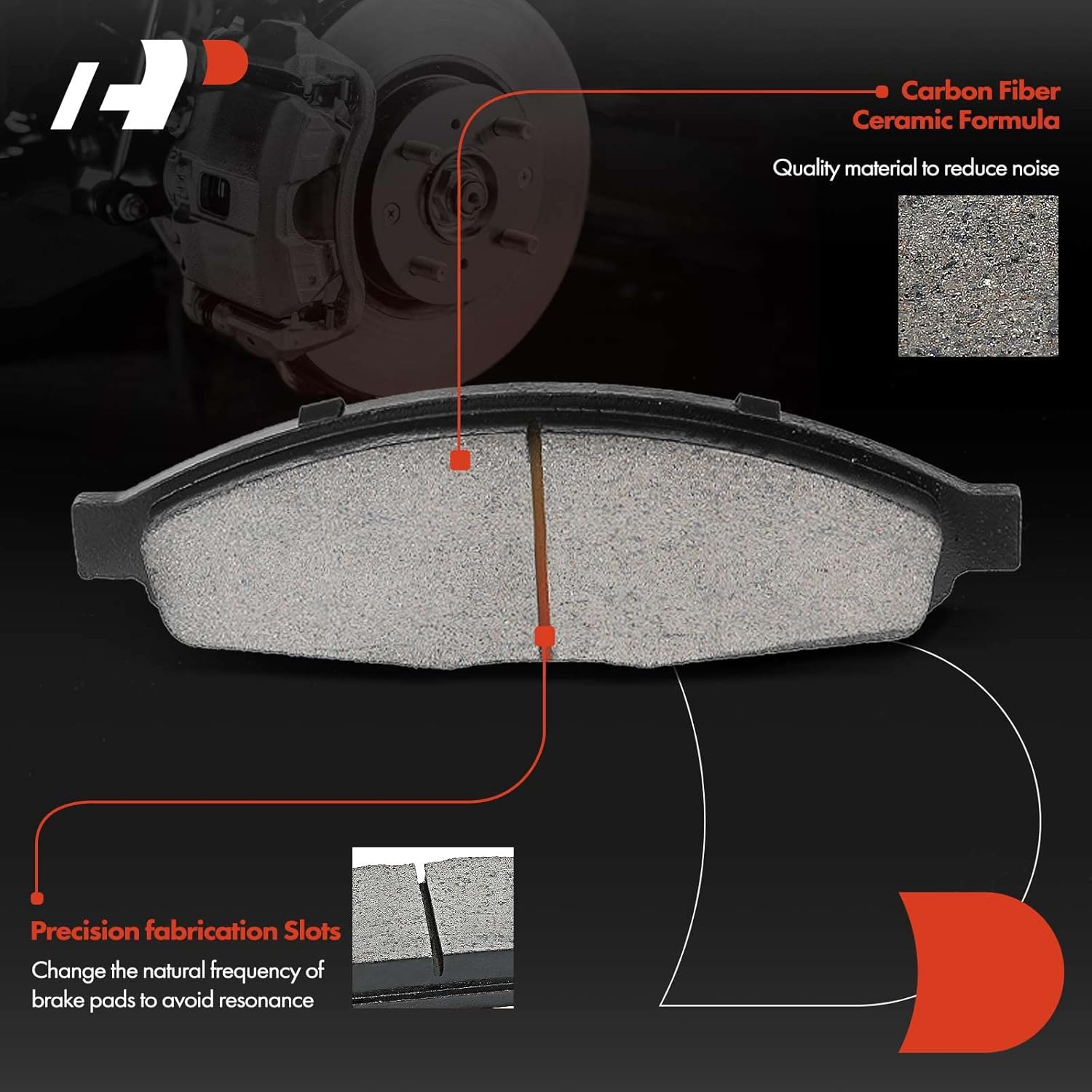 A-Premium Front Disc Brake Calipers with Ceramic Pads Compatible with Chrysler Pacifica 2004 2005 2006 2007 2008 6-PC Set