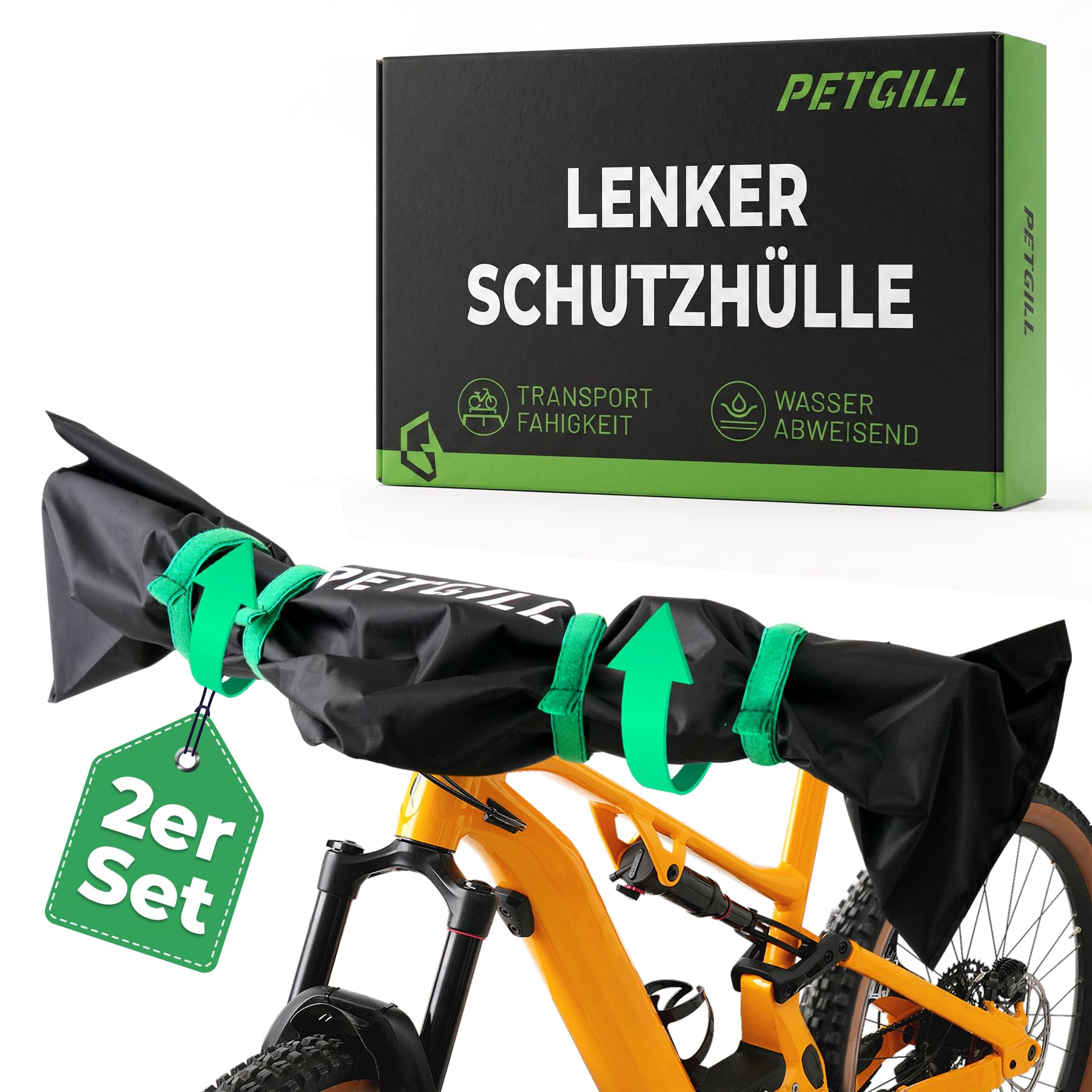 2er Pack Lenkerschutzhülle E-Bike & Fahrrad, 420D Wasserdichte Fahrradabdeckung, Transportschutz für Fahrradträger, Regenschutz Zubehör für Lenker & Display (z.B. Bosch), Reißfestes Cover