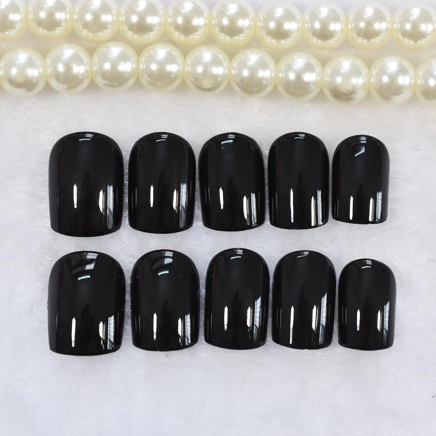 ELEVENAIL Classical Pure Black Press On Nails Short Square False Nails Salon Manicure Reusable DIY Fake Artificial Nails Art for Daily image 5