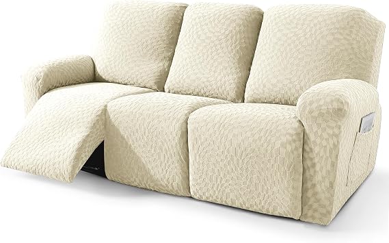 2026 Sofa Recliner Cover 5-Piece 69"-91" Super Soft Recliner Couch Covers with Big Pocket & Anti Slip Ties Stay in Place, Stretch Lazy Boy Reclining Couch Sofa Slipcover Durable Washable, Beige