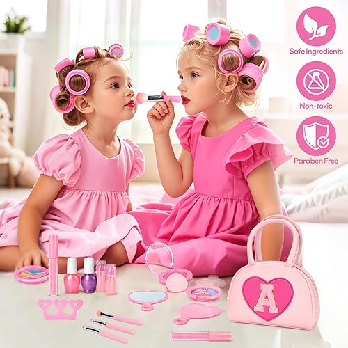 Miniatura 2 de Kit de maquillaje lavable para niños y niñas pequeñas, juego de maquillaje real no tóxico de 18 piezas con lápiz labial, regalos de cumpleaños,