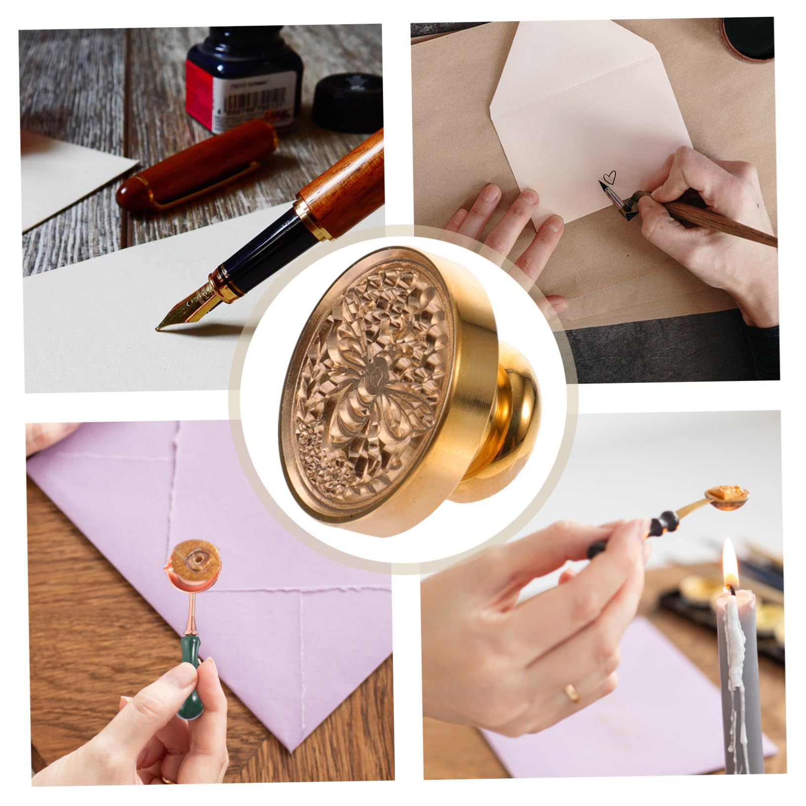 Lurrose 5 Pezzi Timbro Di Sigillo Di Invito Con Motivo Ape Timbro Di Sigillo in Rame Timbro Decorativo Rimovibile