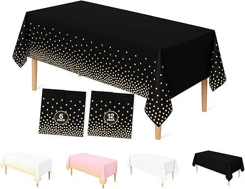 Miniatura 3 de Mantel de plástico desechable de alta calidad para mesas rectangulares de 54 x 108 pulgadas, mantel decorativo para fiestas, cumpleaños, eventos,