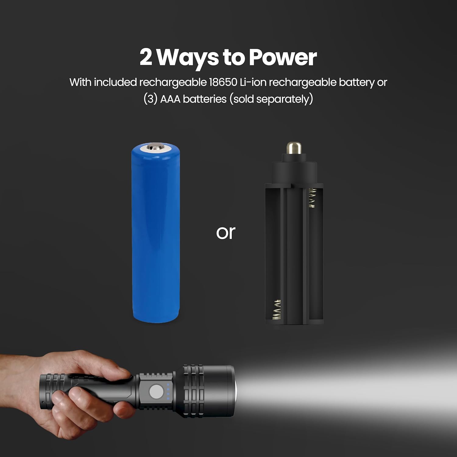 Three light modes of Feit Electric Flex Power Flashlight