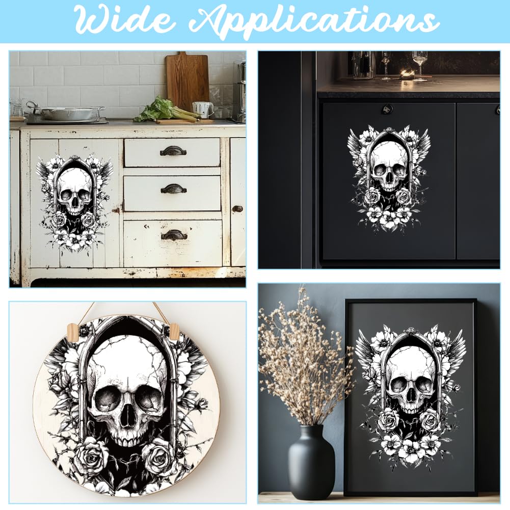 Amazon.com: beinkmake 3 Sheets Vintage Skull Floral Rub on