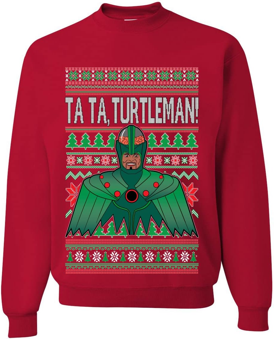 Wild BobbyTurboman It's Turbo Time! Ugly Christmas Sweater Unisex Crewneck Graphic Sweatshirt
