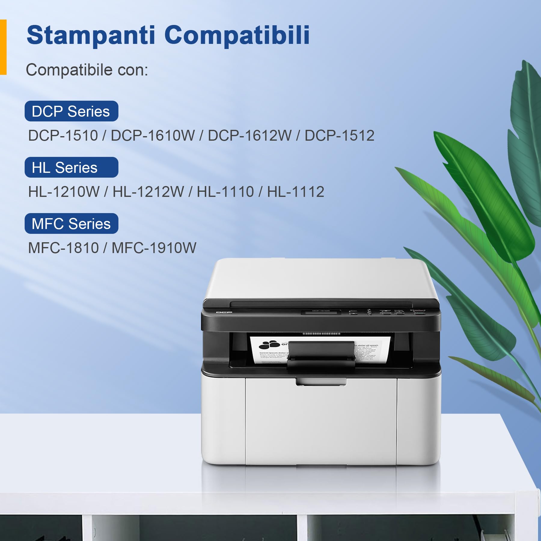 Palmtree Toner TN1050 Compatibili per TN-1050 Toner Brother DCP1612W per Brother MFC1910W HL-1110 HL-1210W HL-1212W MFC-1810 DCP-1512