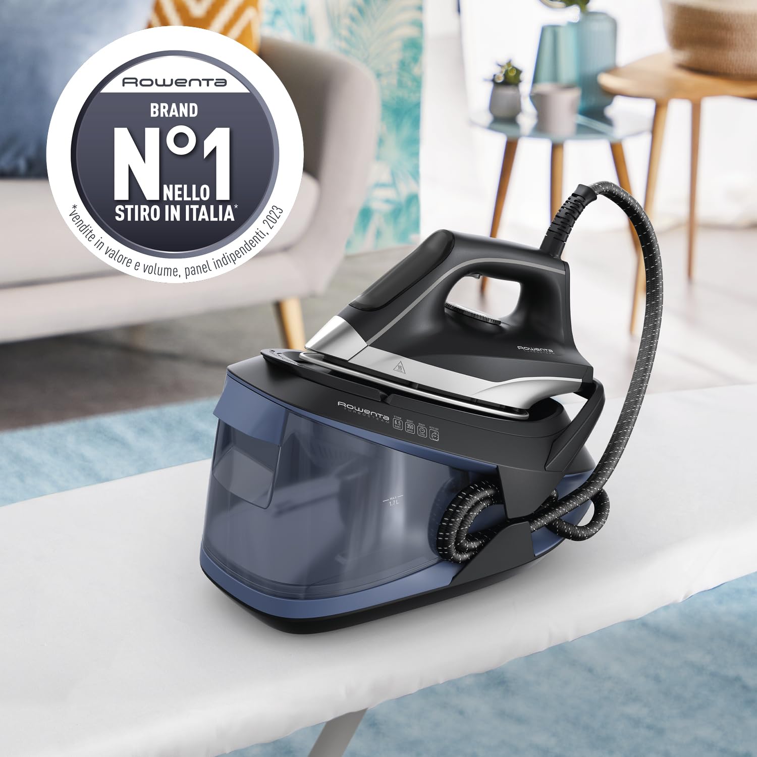 Rowenta Turbosteam Ferro da Stiro con Generatore di Vapore, 2600 Watt, Colpo vapore 350g/min, Vapore Costante 120 g/min, Riscaldamento Rapido, 1,7 L, Sistema Anticalcare, VR8325